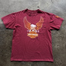 Vintage 70s 80s Harley Davidson Motorcycle EAGLE Logo Biker Shop T-Shirt USA M? picture