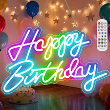 Happy Birthday Neon Sign for Wall Decor, RGB Led Neon Dimmable picture