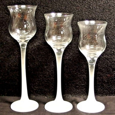 PartyLite Iced Crystal Trio Clear Glass Votive Candle Holdes w/ Frosted Stems picture