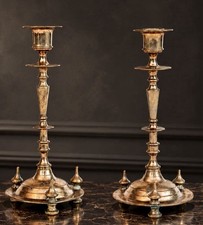 IMPERIAL RUSSIAN BRASS CANDLESTICKS BY FROLOV BROS 19TH C. SIGNED Б. Фроловъ picture