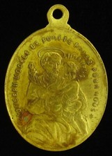 Vintage Saint Joseph Medal Religious Holy Catholic Child with Guardian Angel picture