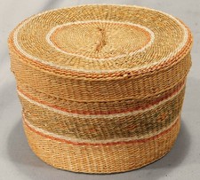 Vintage Makah Nootka Native American Bear Grass Cedar Root Lidded Basket c1940 picture