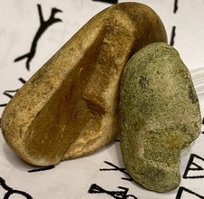 Native American/Man Made Ancient Hand Carved Stone Effigies 2 Total, 4.8 oz picture