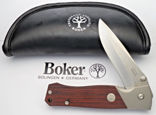BOKER Solingen Brend Design Liner Lock Knife - Rosewood Handles - MINT with Case picture