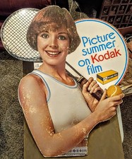 Vintage 1970s Kodak Film Tennis Girl Die Cut Counter Display Sign 19