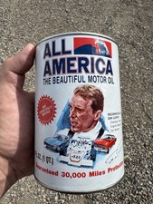 Vintage All America Motor Oil 1 Quart Can Dan Gurney Racing Eagle Unopened Mint picture
