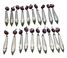 20 VNT Crystal Chandelier 3in Prisms w/ 1in Amethyst Octagon Drops OG wire picture