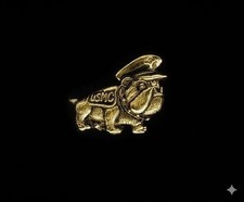 U.S. Marine Corps Bulldog Gold Tone 3D Side Lapel Pin - 1.25