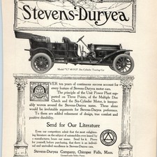 c1910s Stevens-Duryea Model Y 40-HP Six-Cylinder Touring Car Print Ad MA Vtg picture