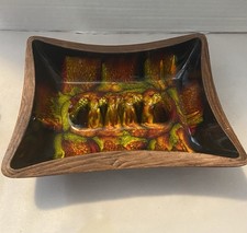 Vintage MCM Sequoia Ware Orange/Green Burst Ashtray 1203 USA picture