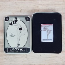 1993 Vintage Zippo Lighter 1935 Varga Girl Chrome W/Case Brand New Unused picture