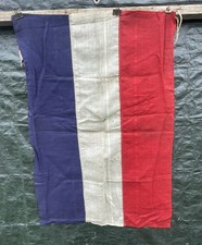 Vintage 1940 WWII French Flag Tricolour Linen 3’x2’ Broad Arrow Turtle & Pearce picture