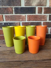 Lot 6 Vtg 70s Tupperware Harvest Tumblers Drinking Cups Beverage picture