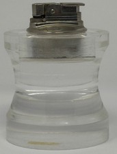 Vintage Evans Japan Clear Lucite Style Table Gas Lighter Silver Tone Untested picture