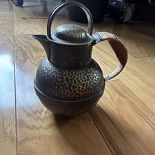 Richard Etts, Inc. Pewter Pitcher Hammered Finish Wicker Wrapped Handle picture