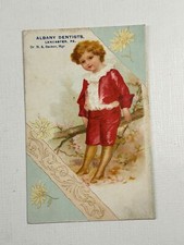Victorian Trade Card Albany Dentists Lancaster PA Little Boy Red Suit picture