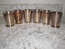 Meriden Ile de France #360 Silverplated Set 6 Cocktail Juice Cups Monogram A VTG picture
