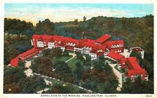 1932 The Moraine High Bluff Aerial View Road Highland Park Illinois IL Postcard picture