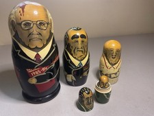 Unique Hand-Painted Soviet Leaders Nesting Doll 5pc (Gorbachev Perestroika Flag) picture