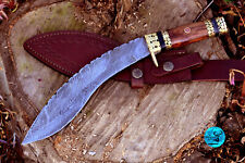 HANDMADE FORGED DAMASCUS STEEL KUKRI KNIFE BULL CUTTER LARDING HUNTING EDC  1320 picture