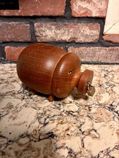 Vintage 1960 Teak Wood Pig Piggy Bank With Lock On Snout • Made In Denmark picture