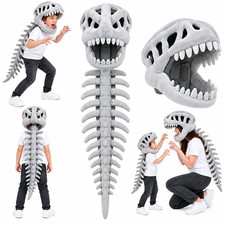 32 IN Dinosaur Skeleton Costume for Kids, Wearable Grey-41In, Grey-32in picture