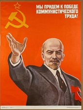 Original Vintage Soviet Propaganda Poster - LENIN picture
