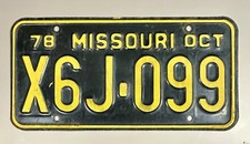 Vintage 1978 Missouri License Plate Vehicle Car Tag  X6J-099 Collectible Expired picture