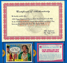 1976 TOPPS VAULT HYSTERICAL HISTORY FINISHED SLICK PROOFS FRONT & BACK #60 W/COA picture