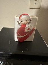 VTG Mid Century Christmas Girl  Planter or Bud Vase Figurine picture