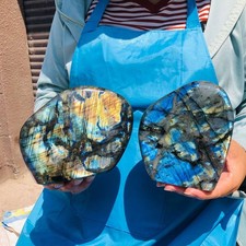 2pcs 6.33LB Natural Gorgeous Labradorite Quartz Crystal Specimen Healing 6458 picture