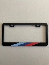 TWO-PACK M-Stripe Black License Plate Frame for BMW, 304 Stainless Steel picture