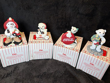 Vintage Coca-Cola Polar Bear Cubs Figurines Set of 4 w/ Boxes, 1996 Soda Theme picture