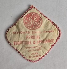Vtg 50's Quilted Advertising Potholder GE Perkins Furniture Arab Guntersville AL picture