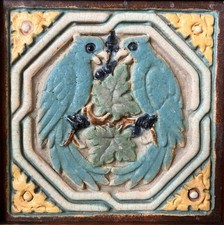 Rare Vintage Malibu Potteries Tile with Parrots, Malibu, CA 1926-1932, Framed picture
