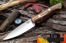 Bark River Mini-Aurora CPM-3V Desert Ironwood handles Red Liner Brass Pins picture