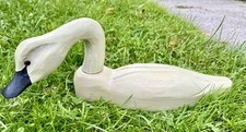 Vintage Hand-carved Wooden Swan Decoy Swivel Head Folk Art Sculpture Decoy Bird picture