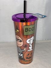 Peanuts Boo Snoopy & Charlie Brown Halloween 20 oz. Foil Travel Cup w/ Straw-New picture