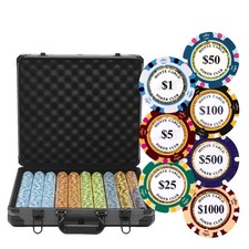 1000PCS 14G MONTE CARLO POKER CLUB POKER CHIPS SET WITH DELUXE CASE picture