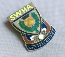 Vintage Enamel Badge SWHA Midlands District Scottish Hockey Thistle picture