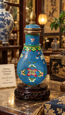 Vintage Chinese Cloisonné Enamel Covered Baluster Cabinet Vase – 6
