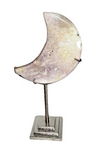 Large 5.5” Pink Amethyst Crystal Druzy Moon Carving With Stand picture