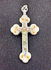 Antique Joseph Anton Stocker Micro Mosaic Silver Crucifix Pendent picture