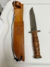 Vintage 1998 Case Bradford PA USMC Marine Combat Fixed Blade Dagger Knife Sheath picture