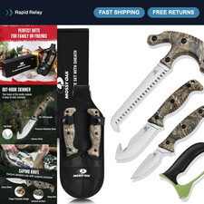 4PC Camouflage Hunting Knife Set with Sheath - Field Dressing Kit for Game Prep picture
