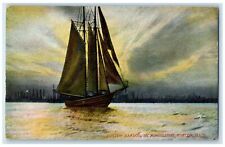 c1910's Boston Harbor By Moonlight Boston Massachusetts MA Unposted Postcard picture