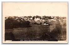RPPC ~ Circleville KS ~ Birdseye View of town , grain elevator church picture