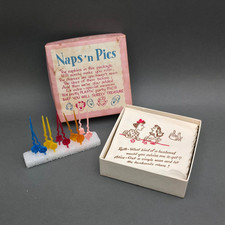 Vintage 1950s Naps N Pics Mid Century Novelty Cocktail Napkins Plastic Picks Set picture