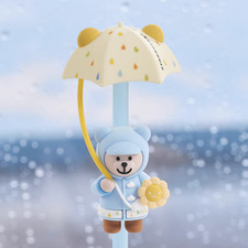 Starbucks China Summer Rain Shine Umbrella Bear Straw Plug Silicone Topper Cute picture