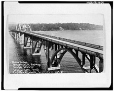 Photo:Alsea Bay Oregon 1930s Bridge Oregon Coast Highway Spanning Bay picture